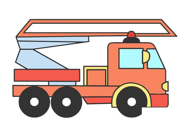 儿童简笔画消防车的画法步骤图解