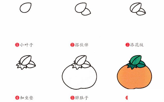 橘子简笔画步骤图片大全