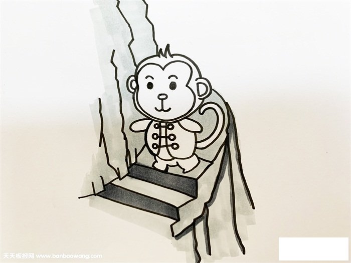 小猴子下山怎么画