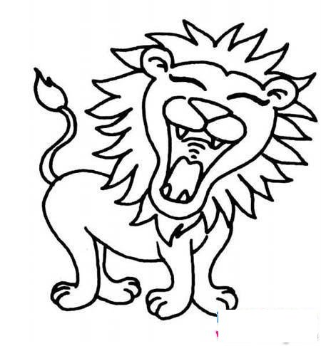 大笑的卡通形象狮子简笔画