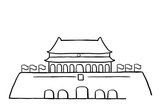 国庆节天安门放礼花的简笔画