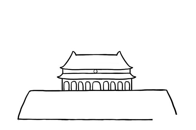 国庆节天安门放礼花的简笔画