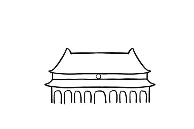 国庆节天安门放礼花的简笔画