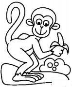 儿童简笔画：吃香蕉的猴子