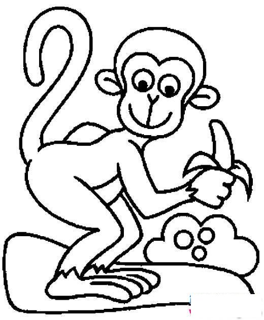 儿童简笔画:吃香蕉的猴子