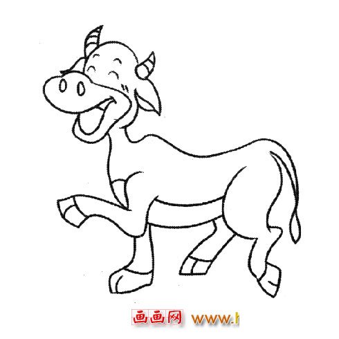 大叫的小牛(简笔画)
