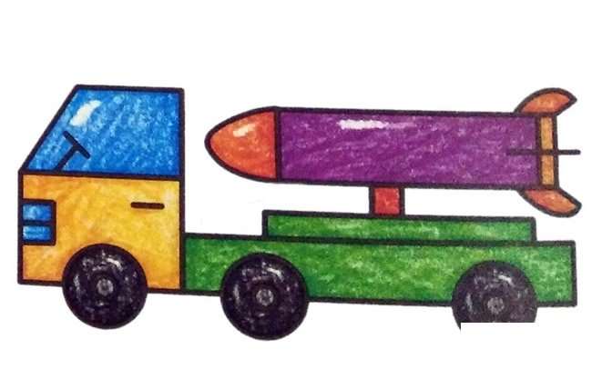 导弹车简笔画彩色图片