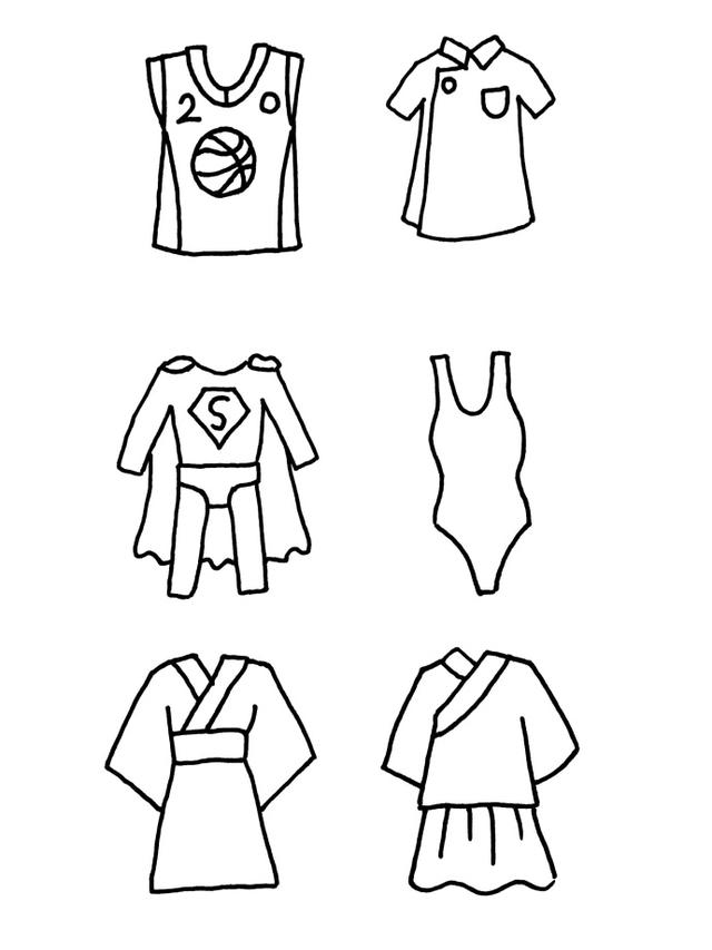 卡通服服装简笔画