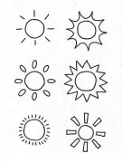一组天气预报主题的简笔画手账素材