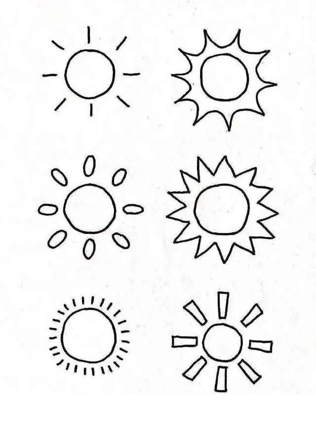 天气预报主题的简笔画手账素材