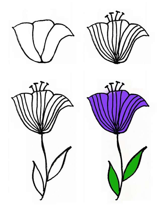 漂亮的花朵简笔画素材