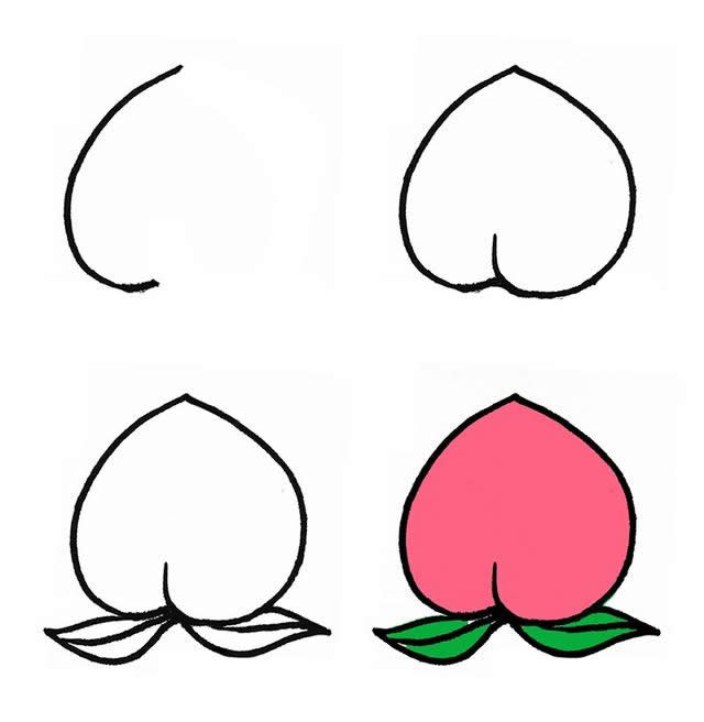 水蜜桃简笔画步骤图