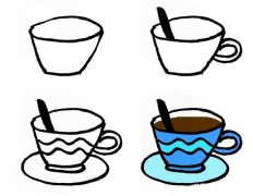 咖啡杯简笔画的画法步骤图