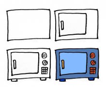 微波炉简笔画的画法步骤图片