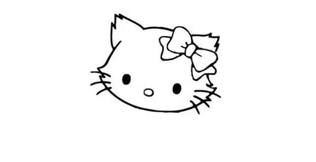 戴蝴蝶结的猫咪简笔画步骤图