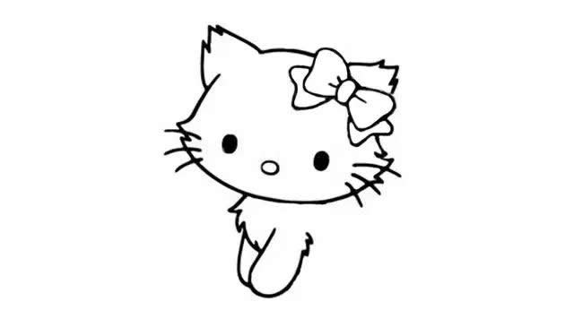 戴蝴蝶结的猫咪简笔画步骤图