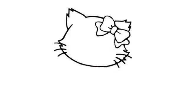 戴蝴蝶结的猫咪简笔画步骤图