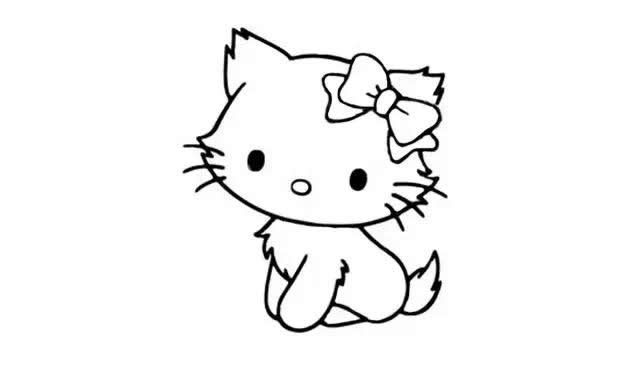 戴蝴蝶结的猫咪简笔画步骤图