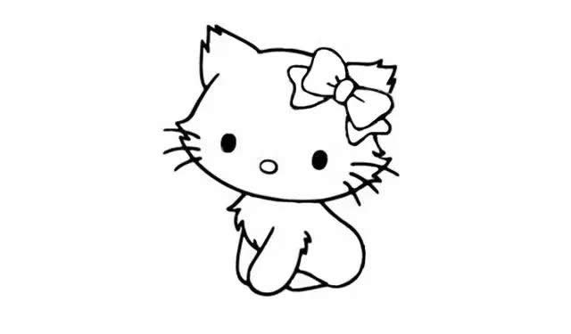 戴蝴蝶结的猫咪简笔画步骤图