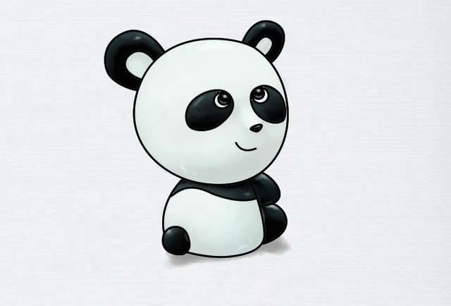 大熊猫简笔画的画法步骤图