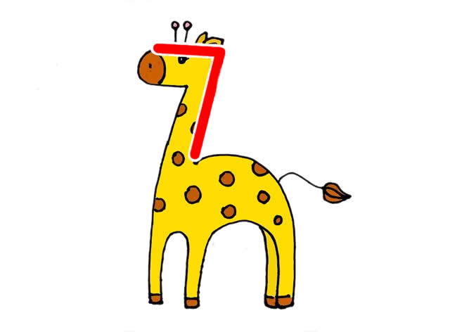 用数字7画可爱的长颈鹿简笔画