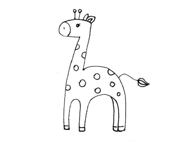 用数字7画可爱的长颈鹿简笔画