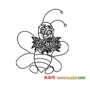 捧花的蜜蜂简笔画