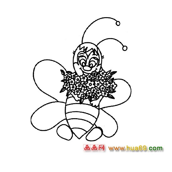 捧花的蜜蜂简笔画