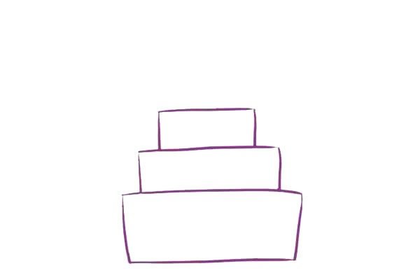 三层生日蛋糕简笔画步骤图解教程