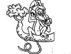 猴子上树简笔画图片