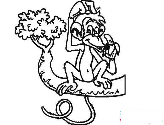 猴子上树简笔画图片