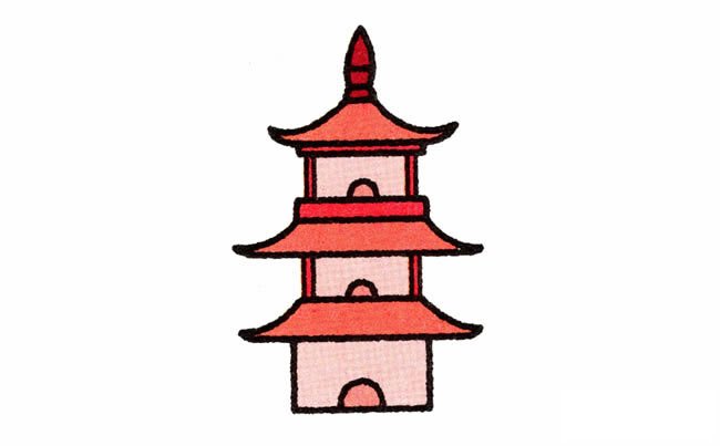 宝塔建筑简笔画步骤图片大全