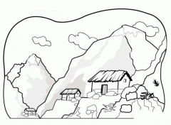 荒凉的黄土高坡简笔画