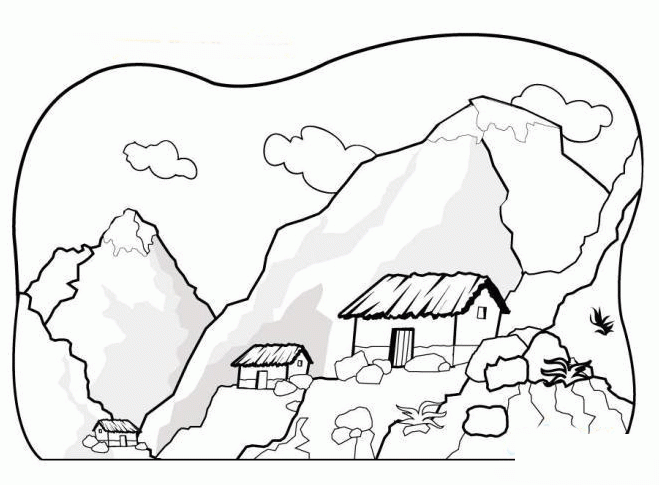 荒凉的黄土高坡简笔画