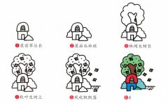 秋天大树风景简笔画步骤图片大全