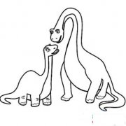 小朋友恐龙简笔画图片:一对恐龙母子