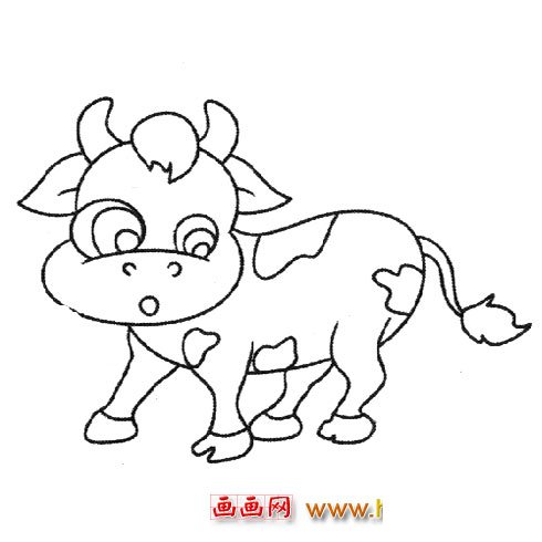 儿童简笔画:一头小奶牛