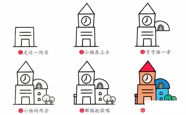 钟楼建筑简笔画步骤图片大全