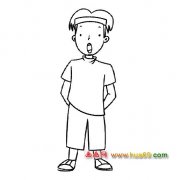 人物简笔画：唱歌的小男孩1