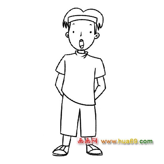 人物简笔画:唱歌的小男孩1