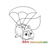 松鼠简笔画：跳伞运动员