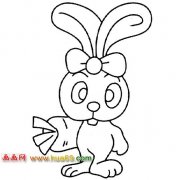 带蝴蝶结的小兔子【简笔画】