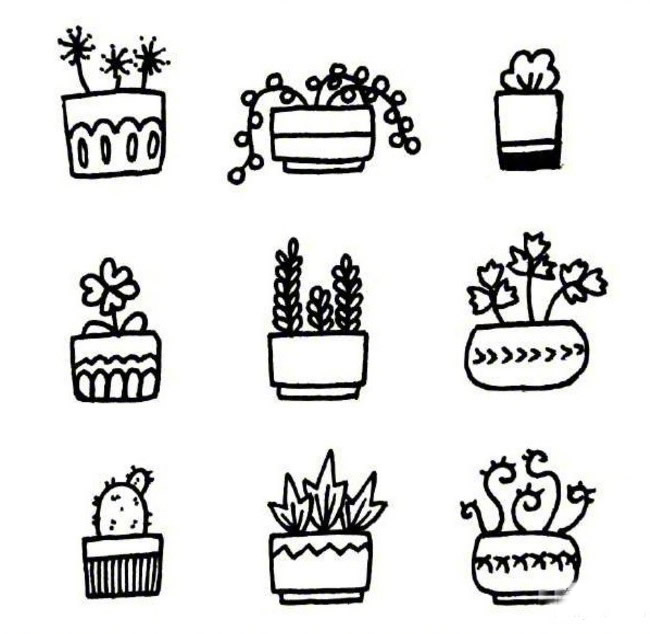 盆栽简笔画图片大全 81款简单的盆栽简笔画图片素材