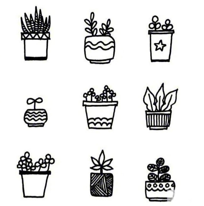 盆栽简笔画图片大全 81款简单的盆栽简笔画图片素材
