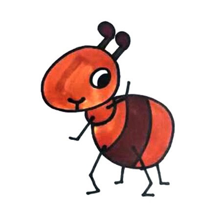 七步画出蚂蚁简笔画彩色图片