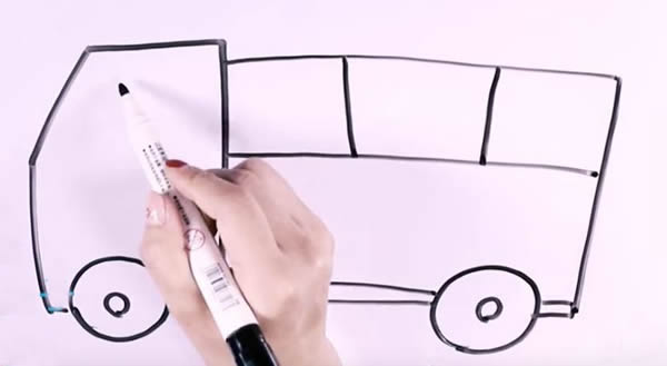 消防云梯车简笔画步骤图