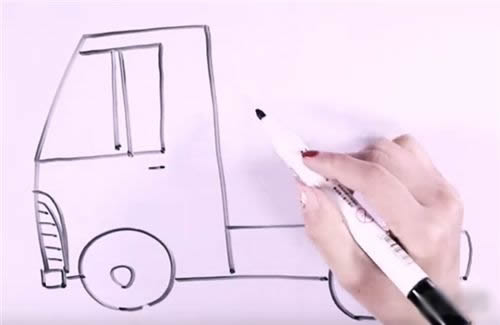 搅拌车简笔画步骤图解