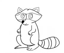 可爱的浣熊简笔画图片带颜色