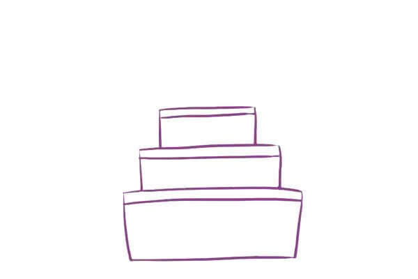 三层生日蛋糕简笔画步骤图解教程