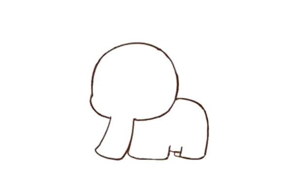 可爱的大象简笔画步骤图